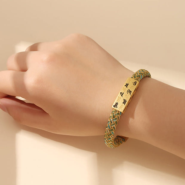 Buddha Stones Tibetan Om Mani Padme Hum Various Colors Rope Gold Thread Diamond Knot Luck Buckle Bracelet