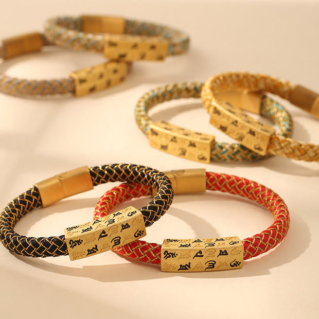 Buddha Stones Tibetan Om Mani Padme Hum Various Colors Rope Gold Thread Diamond Knot Luck Buckle Bracelet