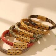Buddha Stones Tibetan Om Mani Padme Hum Various Colors Rope Gold Thread Diamond Knot Luck Buckle Bracelet