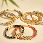 Buddha Stones Tibetan Om Mani Padme Hum Various Colors Rope Gold Thread Diamond Knot Luck Buckle Bracelet