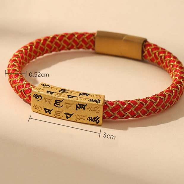 Buddha Stones Tibetan Om Mani Padme Hum Various Colors Rope Gold Thread Diamond Knot Luck Buckle Bracelet