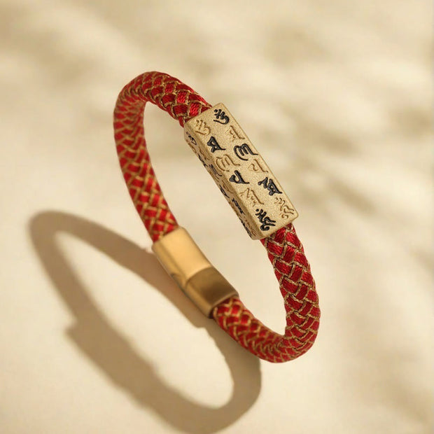 Buddha Stones Tibetan Om Mani Padme Hum Various Colors Rope Gold Thread Diamond Knot Luck Buckle Bracelet