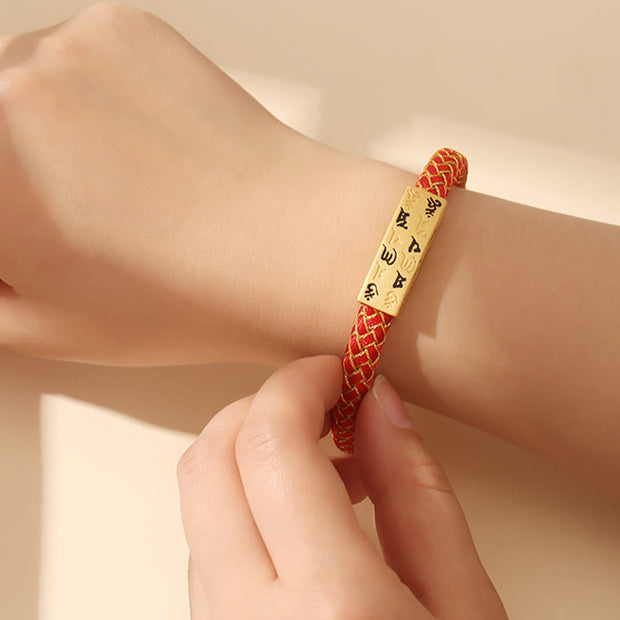 Buddha Stones Tibetan Om Mani Padme Hum Various Colors Rope Gold Thread Diamond Knot Luck Buckle Bracelet