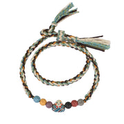 Buddha Stones Dragon Boat Festival Colorful Rope Lava Rock Fu Character Rice Dumplings Luck Braided Bracelet
