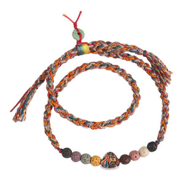 Buddha Stones Dragon Boat Festival Colorful Rope Lava Rock Fu Character Rice Dumplings Luck Braided Bracelet