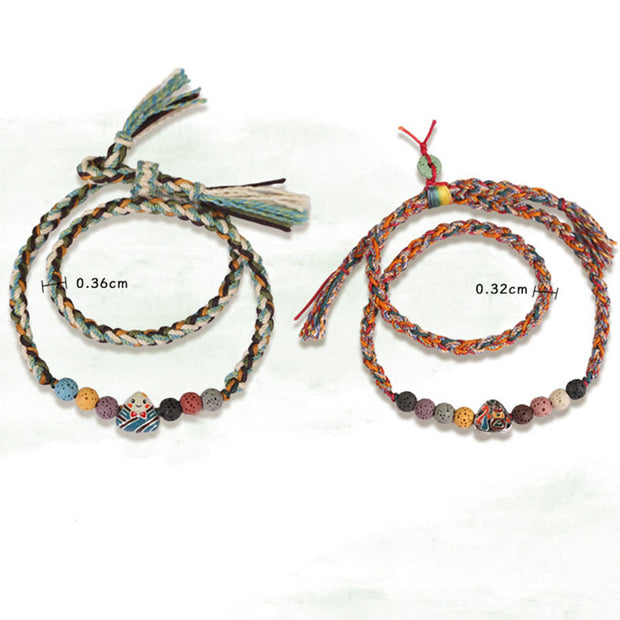 Buddha Stones Dragon Boat Festival Colorful Rope Lava Rock Fu Character Rice Dumplings Luck Braided Bracelet