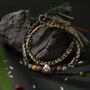 Buddha Stones Dragon Boat Festival Colorful Rope Lava Rock Fu Character Rice Dumplings Luck Braided Bracelet
