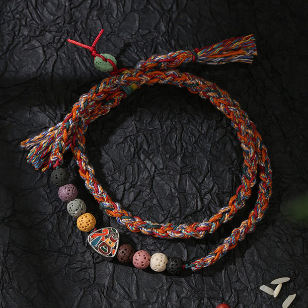 Buddha Stones Dragon Boat Festival Colorful Rope Lava Rock Fu Character Rice Dumplings Luck Braided Bracelet