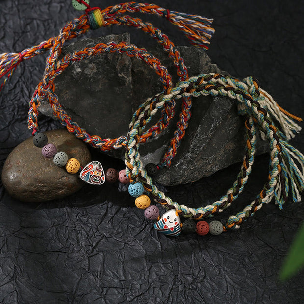 Buddha Stones Dragon Boat Festival Colorful Rope Lava Rock Fu Character Rice Dumplings Luck Braided Bracelet