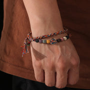 Buddha Stones Dragon Boat Festival Colorful Rope Lava Rock Fu Character Rice Dumplings Luck Braided Bracelet
