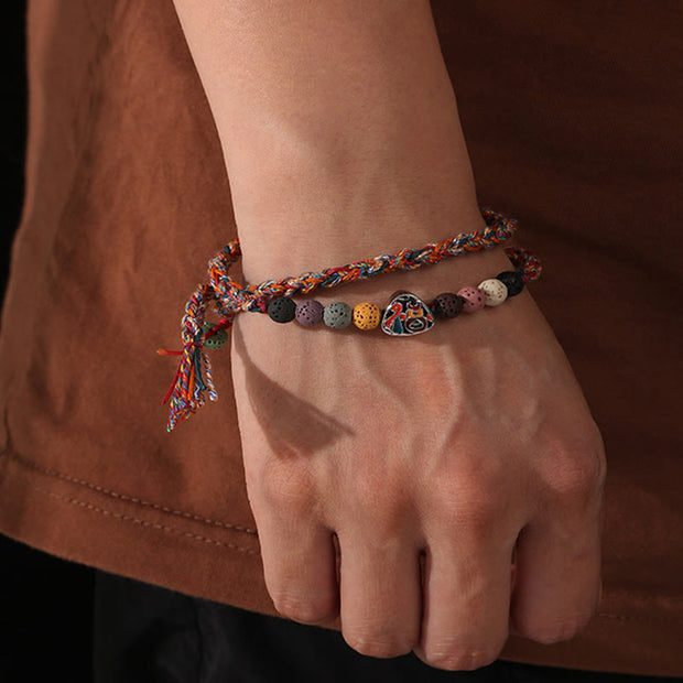 Buddha Stones Dragon Boat Festival Colorful Rope Lava Rock Fu Character Rice Dumplings Luck Braided Bracelet