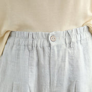 Buddha Stones Casual Summer Solid Color High Waist Women's Cotton Linen Harem Pants With Pockets