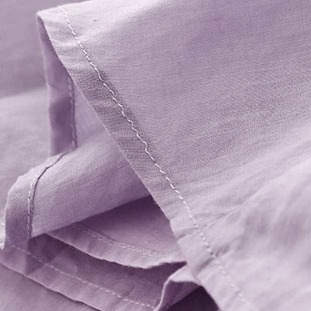 Buddha Stones Summer Casual Plain Front Button Design Cotton Linen Cardigan Maxi Dress With Pockets