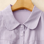 Buddha Stones Summer Casual Plain Front Button Design Cotton Linen Cardigan Maxi Dress With Pockets