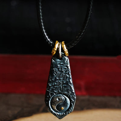 Buddha Stones 999 Sterling Silver 24k Gold Big Dipper Yin Yang Design Harmony Necklace Pendant