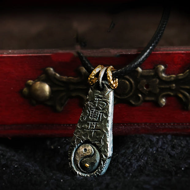Buddha Stones 999 Sterling Silver 24k Gold Big Dipper Yin Yang Design Harmony Necklace Pendant