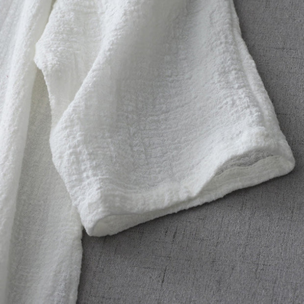 Buddha Stones Casual Summer Irregular Chinese Frog Button Design Women's Cotton Linen Coat