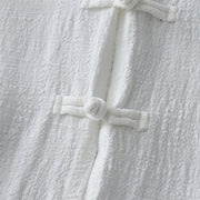 Buddha Stones Casual Summer Irregular Chinese Frog Button Design Women's Cotton Linen Coat