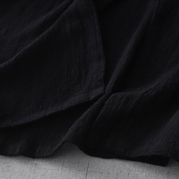 Buddha Stones Casual Summer Irregular Chinese Frog Button Design Women's Cotton Linen Coat