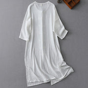 Buddha Stones Casual Summer Irregular Chinese Frog Button Design Women's Cotton Linen Coat