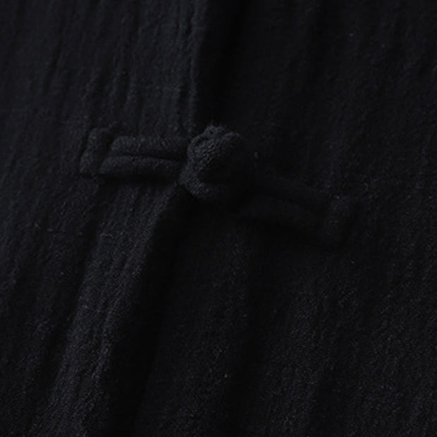 Buddha Stones Casual Summer Irregular Chinese Frog Button Design Women's Cotton Linen Coat