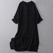 Buddha Stones Casual Summer Irregular Chinese Frog Button Design Women's Cotton Linen Coat