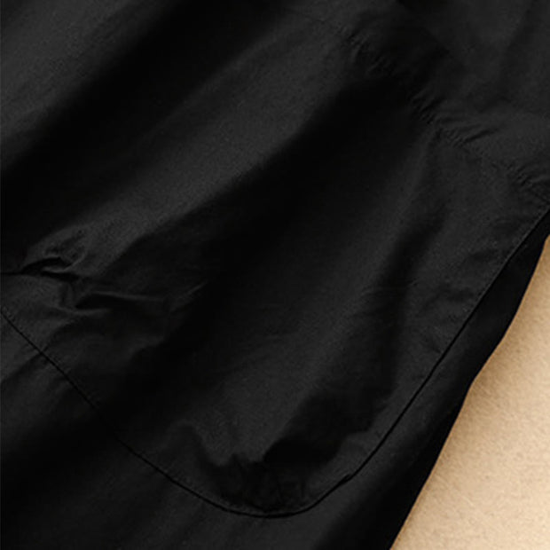 Buddha Stones Summer Casual Plain Crew Neck Simple Design Short Sleeve Midi Dress With Pockets