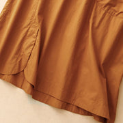 Buddha Stones Summer Casual Plain Crew Neck Simple Design Short Sleeve Midi Dress With Pockets
