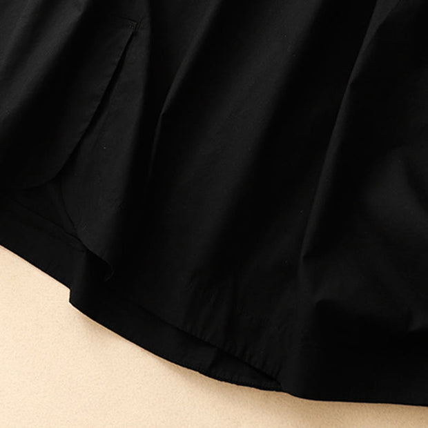 Buddha Stones Summer Casual Plain Crew Neck Simple Design Short Sleeve Midi Dress With Pockets