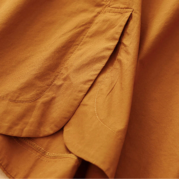 Buddha Stones Summer Casual Plain Crew Neck Simple Design Short Sleeve Midi Dress With Pockets