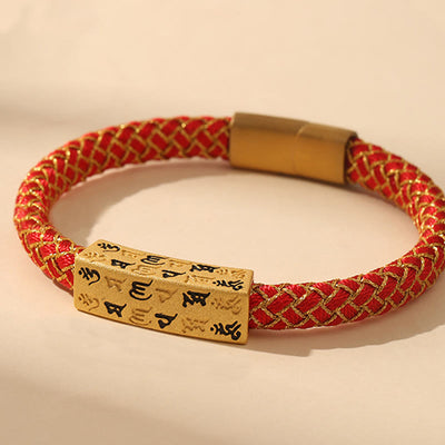 Buddha Stones Tibetan Om Mani Padme Hum Various Colors Rope Gold Thread Diamond Knot Luck Buckle Bracelet