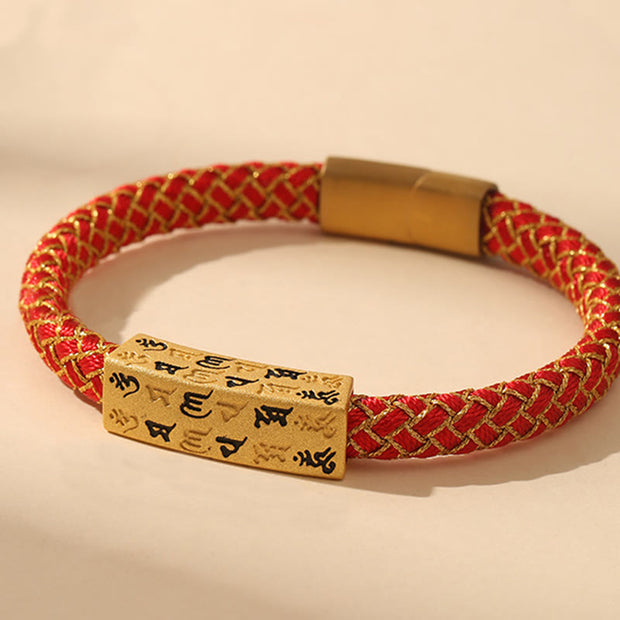 Buddha Stones Tibetan Om Mani Padme Hum Various Colors Rope Gold Thread Diamond Knot Luck Buckle Bracelet