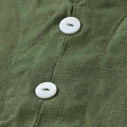 Buddha Stones Daily Casual Pure Color V-Neck Simple Buttons Design Sleeveless Midi Dress - image 14