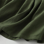 Buddha Stones Daily Casual Pure Color V-Neck Simple Buttons Design Sleeveless Midi Dress With Pockets