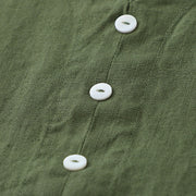 Buddha Stones Daily Casual Pure Color V-Neck Simple Buttons Design Sleeveless Midi Dress - image 13