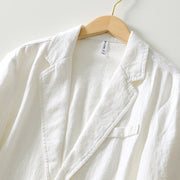 Buddha Stones Long Sleeve Button Placket Design Men's Cotton Linen Jacket Shirt With Pockets