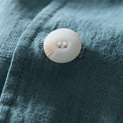 Buddha Stones Long Sleeve Button Placket Design Men's Cotton Linen Jacket Shirt With Pockets