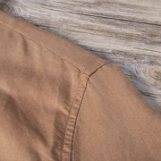 Buddha Stones Daily Plain Patch Color Matching Design Men's Short Sleeve Cotton Linen Shirt