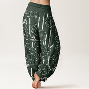 Buddha Stones Floral Lines Pattern Design Women's Elastic Waist Harem Pants - image 2