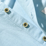 Buddha Stones Casual Color Contrast Half Button Design Stand Collar Men's Short Sleeve Cotton Linen Shirt With Pocket