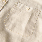 Buddha Stones Casual Daily Simple Buttons Design Stand Collar Men's Short Sleeve Cotton Linen Shirt With Front Pockets