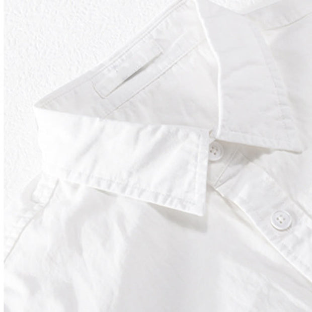 Buddha Stones Spring Daily Line Patchwork Design Lapel Men's Long Sleeve Cotton Linen Shirt With Pockets