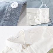 Buddha Stones Spring Stitching Contrast Color Lapel Long Sleeve Button Design Men's Cotton Linen Shirt With Pockets