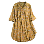 Buddha Stones Florals Buttons Long Sleeve Cotton Women's Shirt