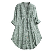 Buddha Stones Florals Buttons Long Sleeve Cotton Women's Shirt