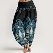 Buddha Stones Paisley Floral Pattern Women's Elastic Waist Harem Pants