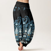 Buddha Stones Paisley Floral Pattern Women's Elastic Waist Harem Pants