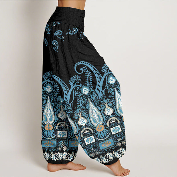 Buddha Stones Paisley Floral Pattern Women's Elastic Waist Harem Pants