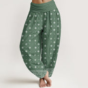 Buddha Stones Paisley Geometric Pattern Women's Elastic Waist Harem Pants