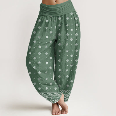 Buddha Stones Paisley Geometric Pattern Women's Elastic Waist Harem Pants
